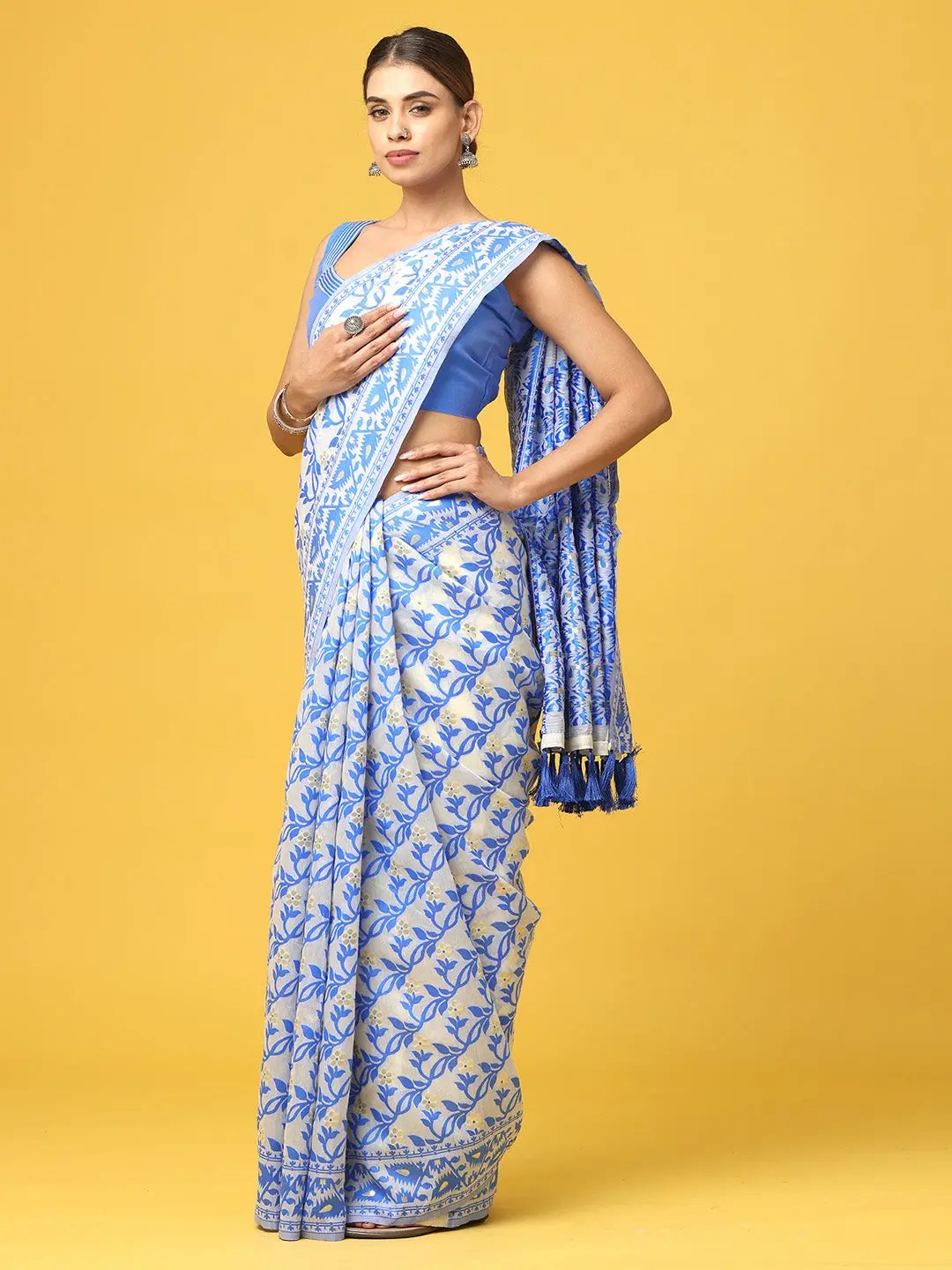  Dhakai Jamdani Cotton Silk Saree