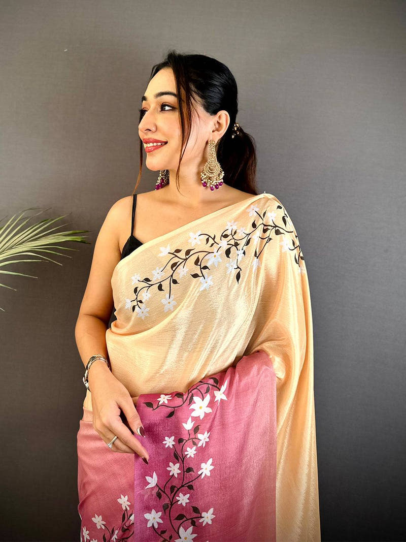 Vibrant Soft Chinnon Chiffon Floral Saree