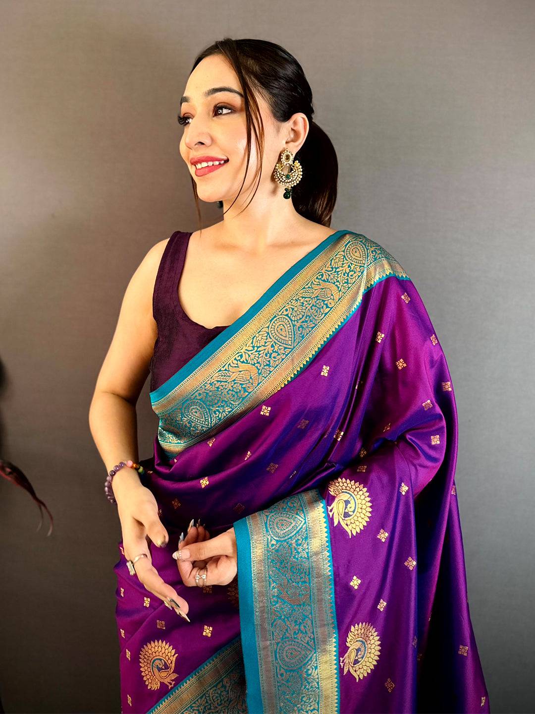 Elegant Minakari Gold Zari Silk Saree
