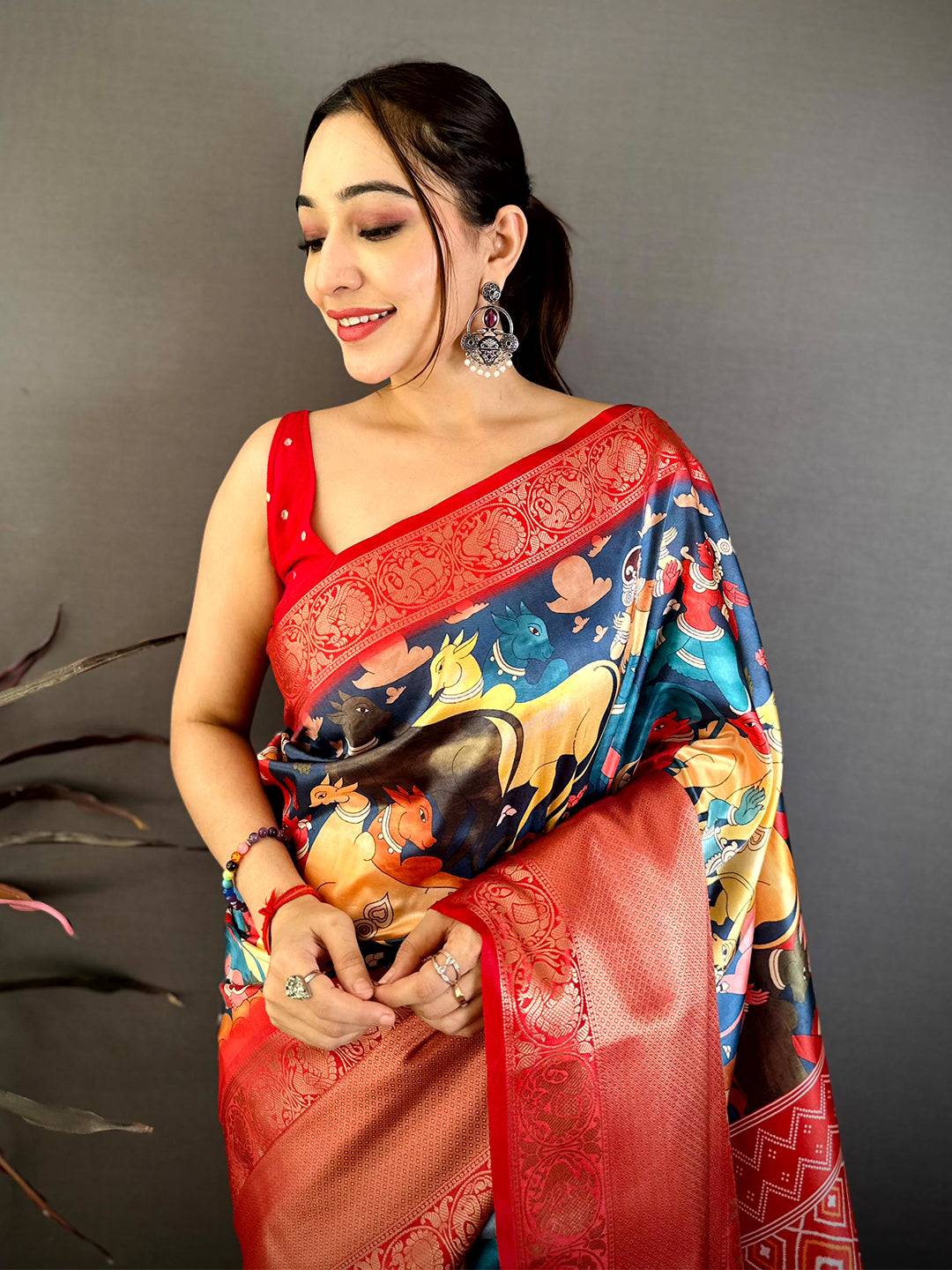 Classic Soft Silk Pichwai Print Kanchi Zari Saree