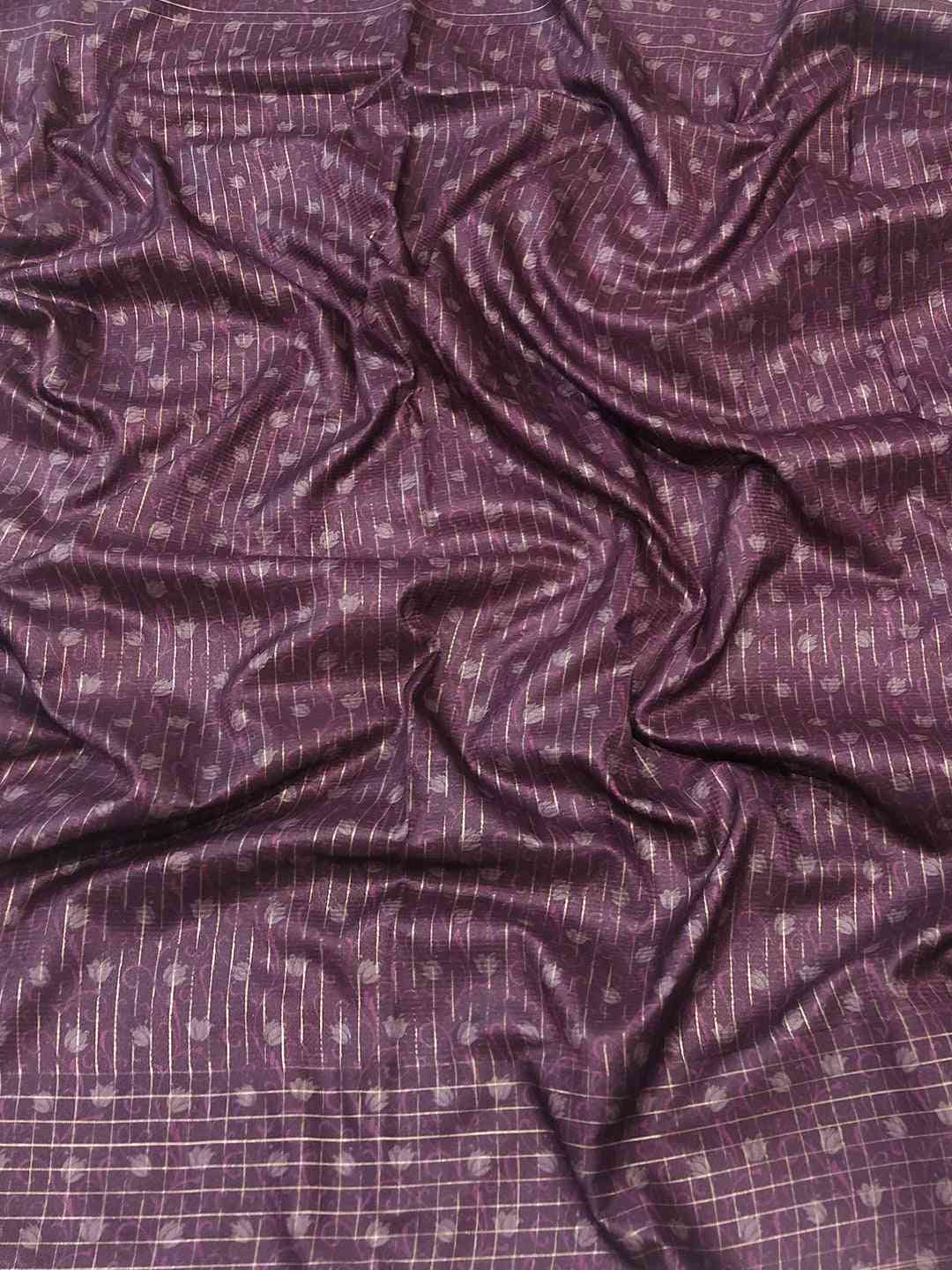 Rich Purple Zari Pallu of Kalamkari Satin Saree