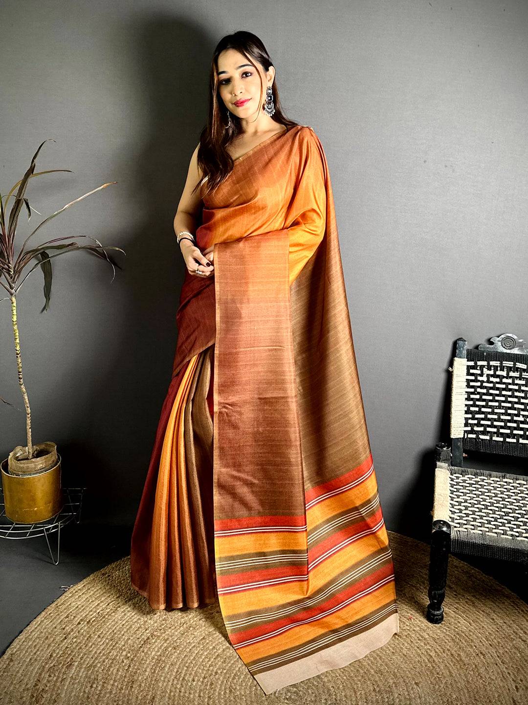 Exclusive Small Motif Soft Tussar Saree