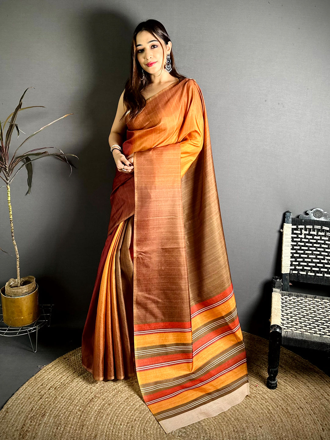 Exclusive Small Motif Soft Tussar Saree