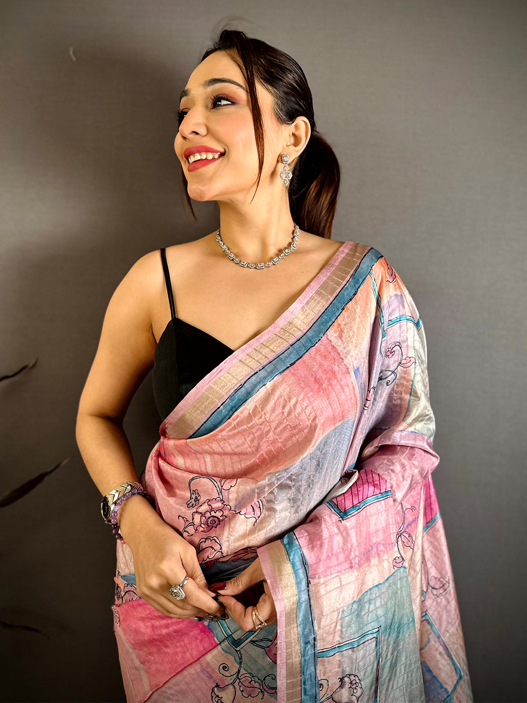 Regal Ghicha Weave Kalamkari Saree