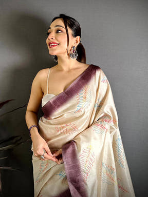 Stylish Manipuri Tussar Katha Saree