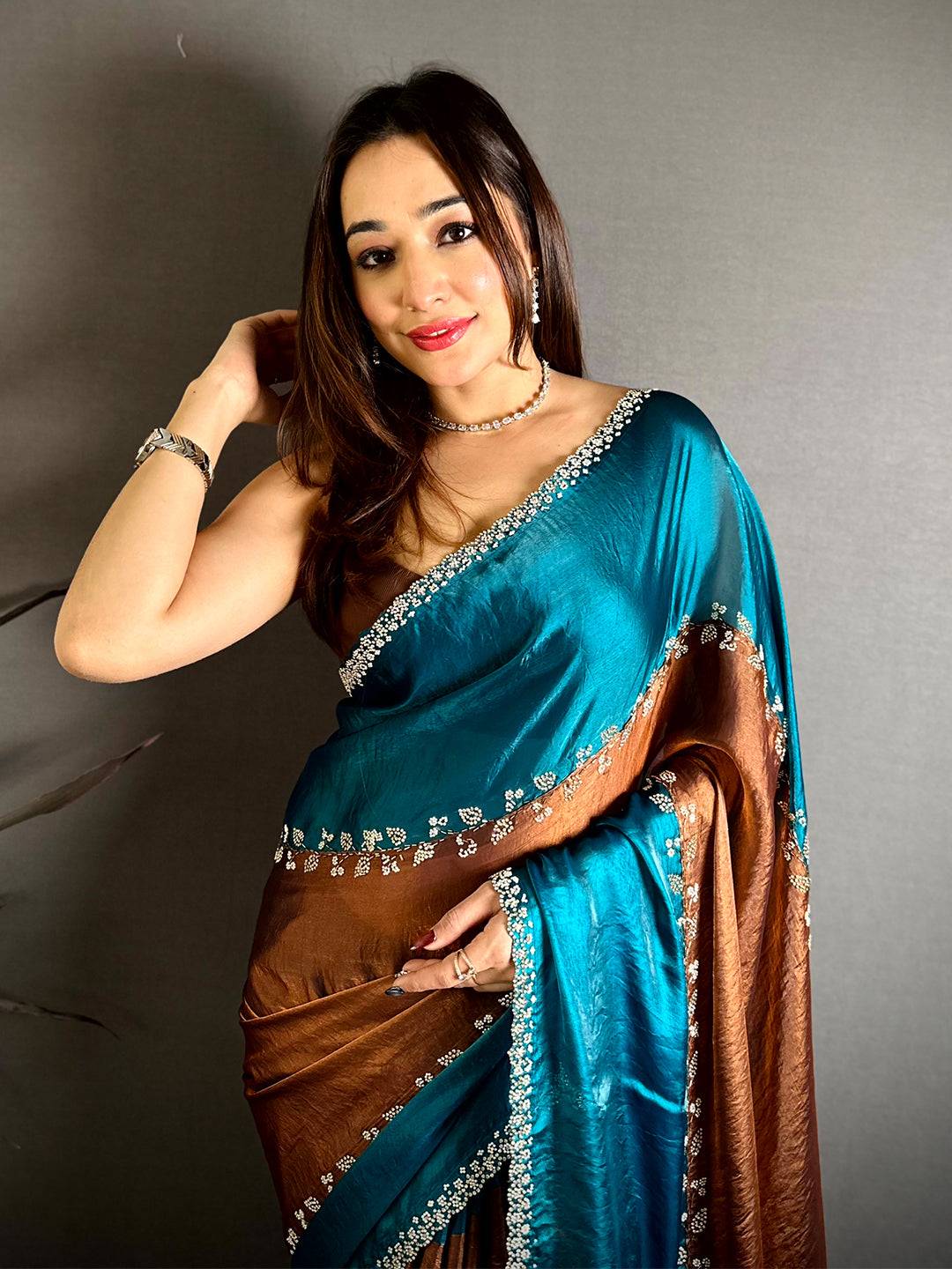 Artistic Peal Satin Tissue Saree