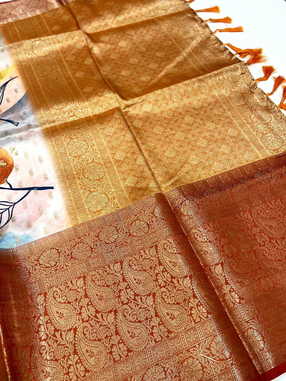 Artistry Banarasi Silk Floral Print Saree