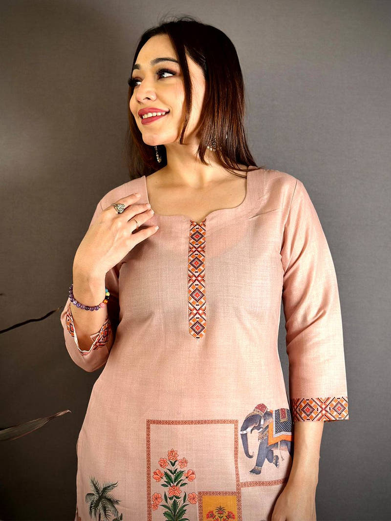 Mughal Butta Square Neck Kurti