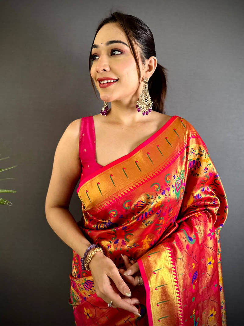 Red Patola Motif Soft Silk Saree