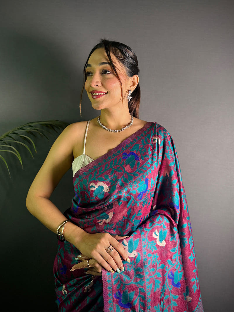 Stylish Dhakai Jamdani Light Weight Cotton Silk Saree