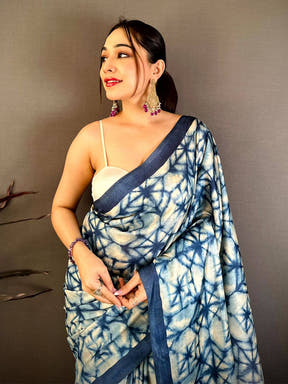 Elegant Shibori Print Tussar Saree