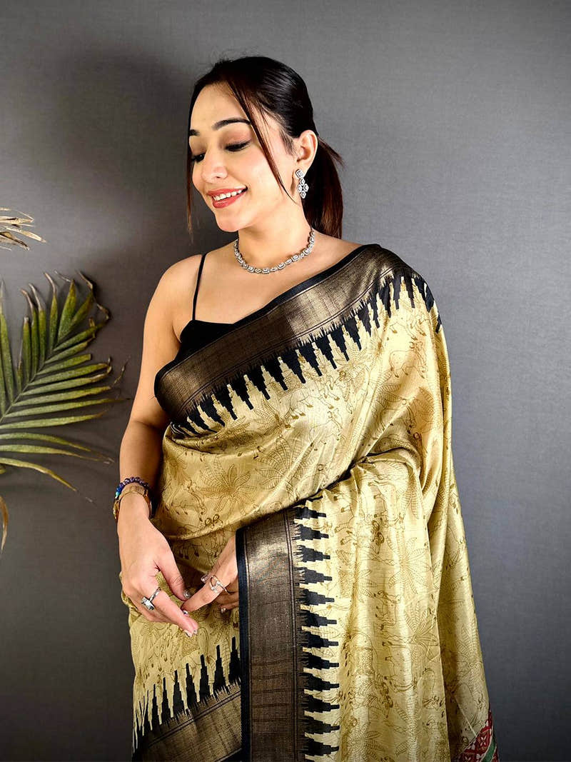 Regal Kalamkari Dola Silk Saree