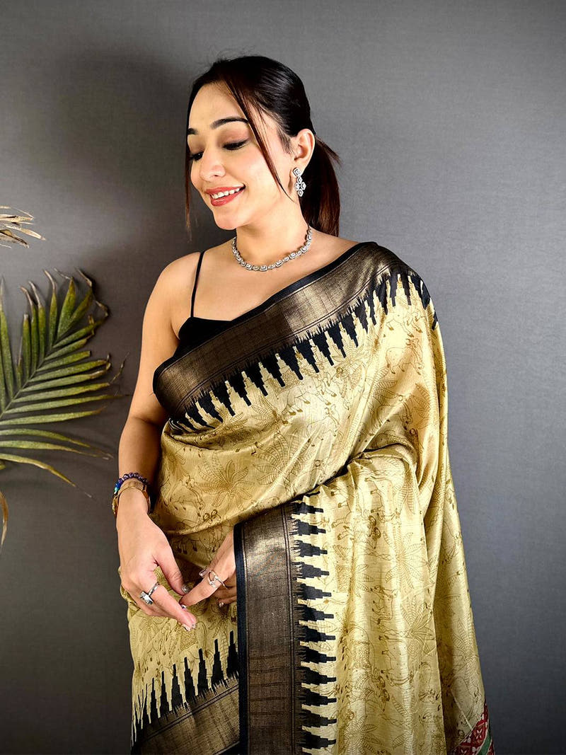 Regal Kalamkari Dola Silk Saree