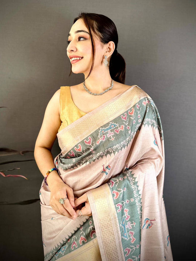 Royal Patola Print Tussar Ghichaa Saree