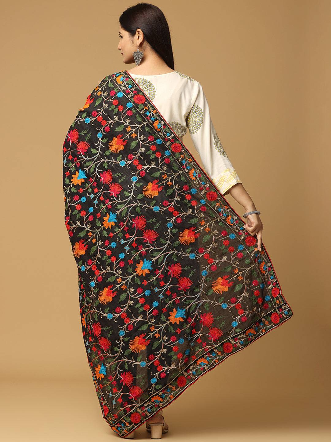 Stylish Poly Chiffon Pashmina Threadwork Dupatta