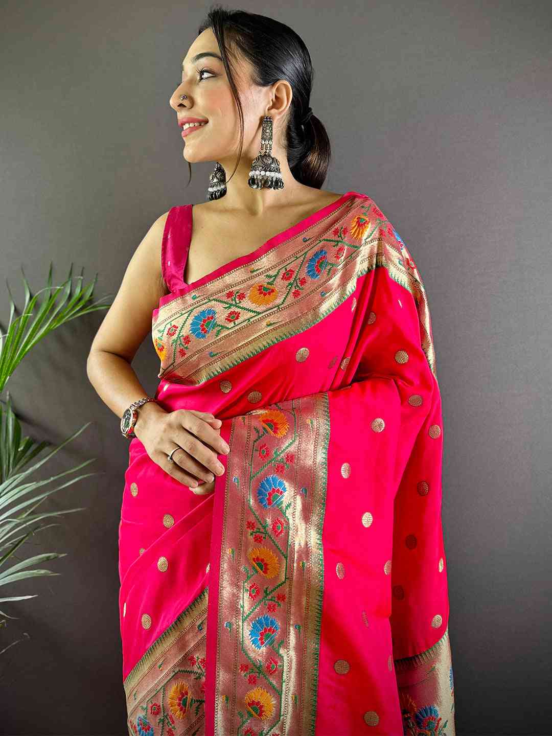 Pink Colour Yevla Paithani Soft Silk Saree