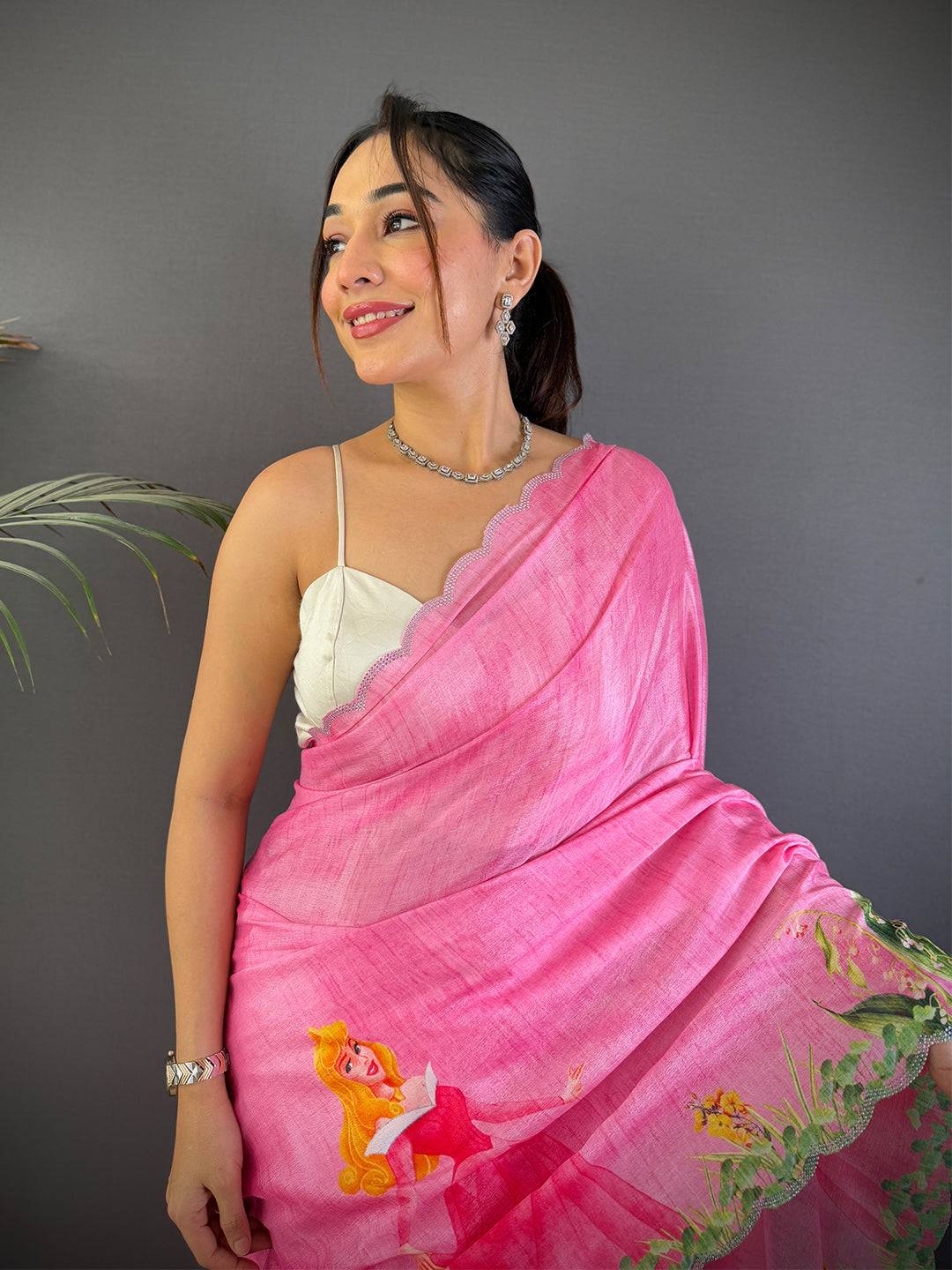 Heritage Barbie Digital Print Chinnon Saree