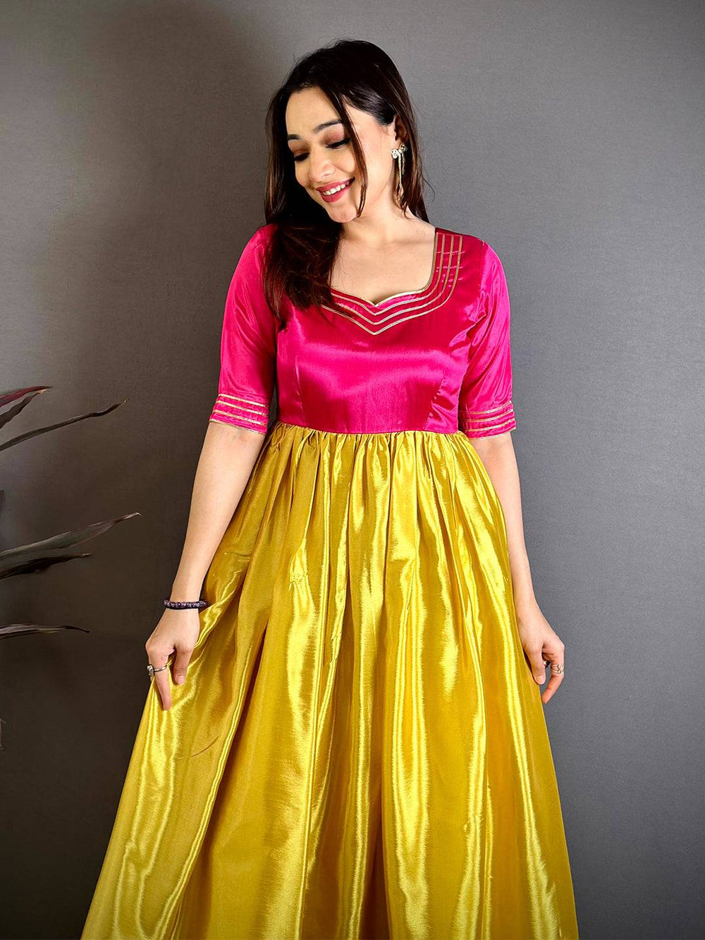 Royal Paan Neck Chiffon Dress