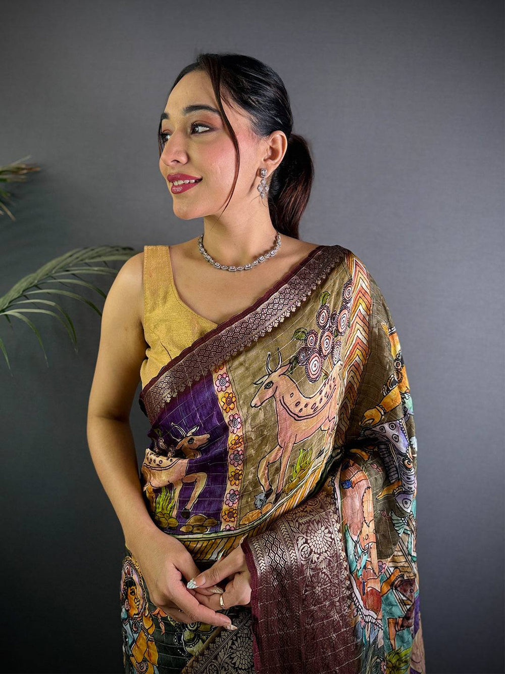 Multi Pure Viscose Kalalmkari Printed Saree