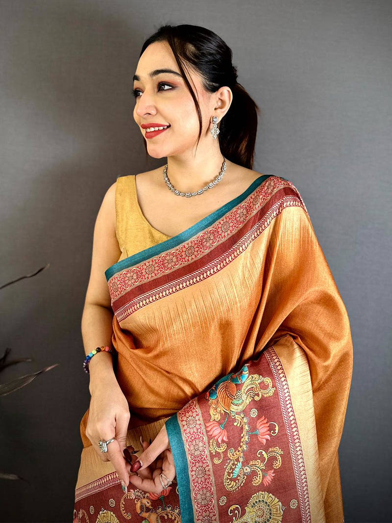 Classic Tanjore Peacock Border Saree