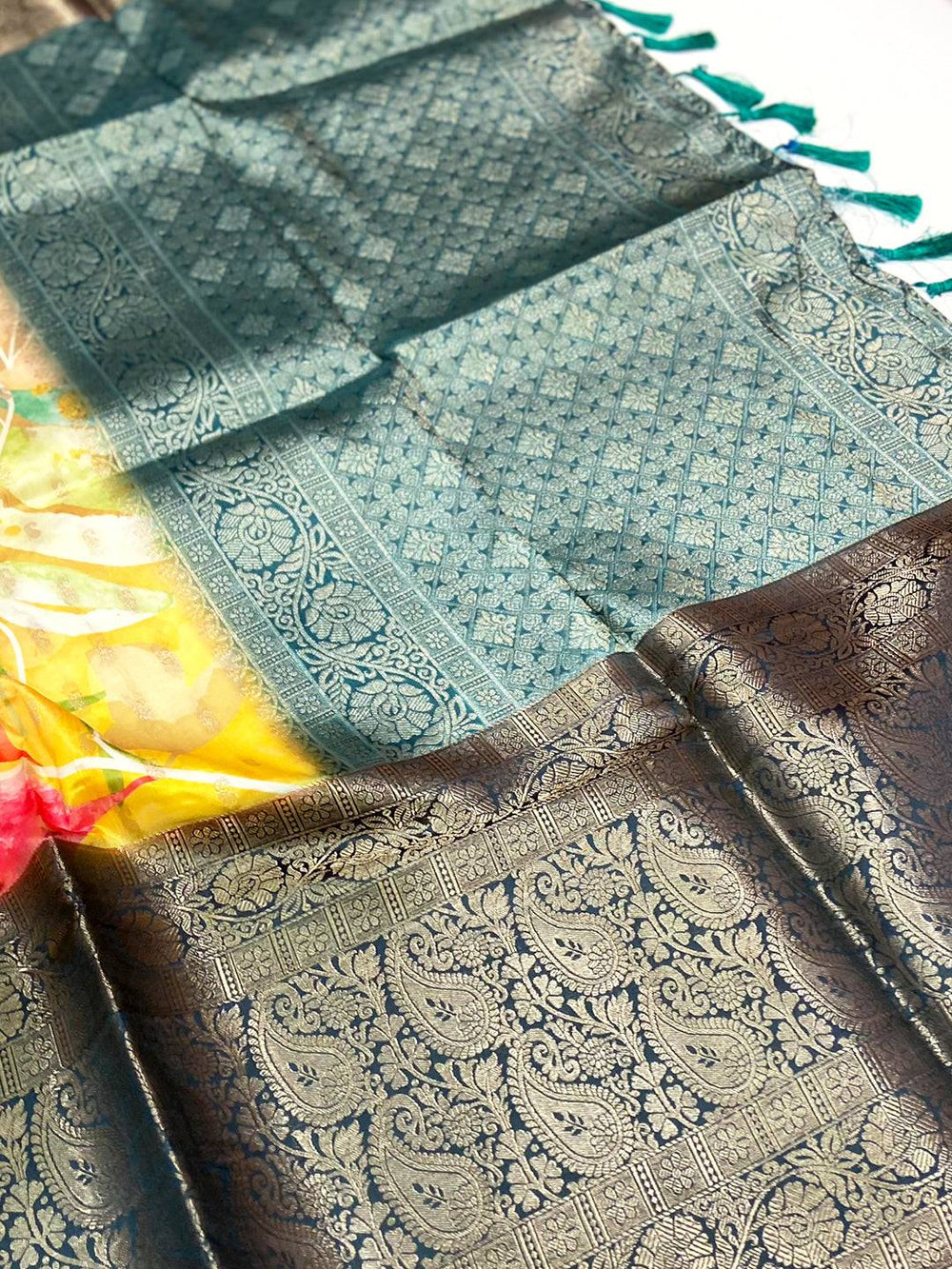 Opulent Banarasi Silk Floral Print Saree