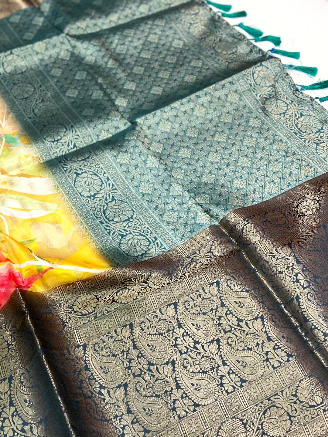 Opulent Banarasi Silk Floral Print Saree