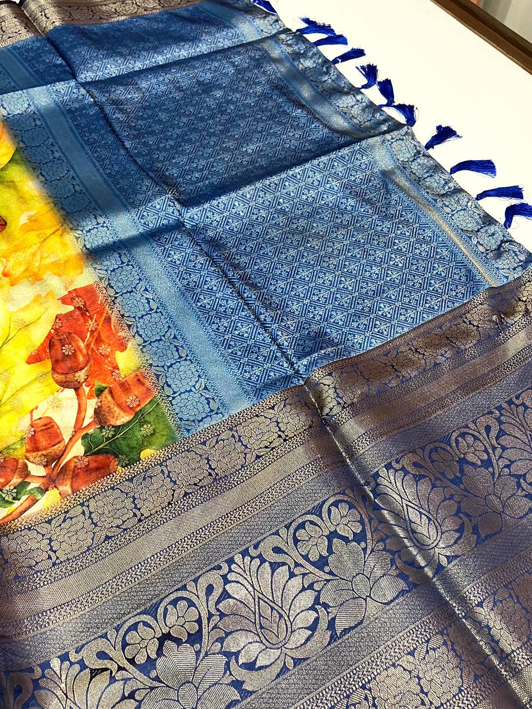 Regal Banarasi Floral Print Saree