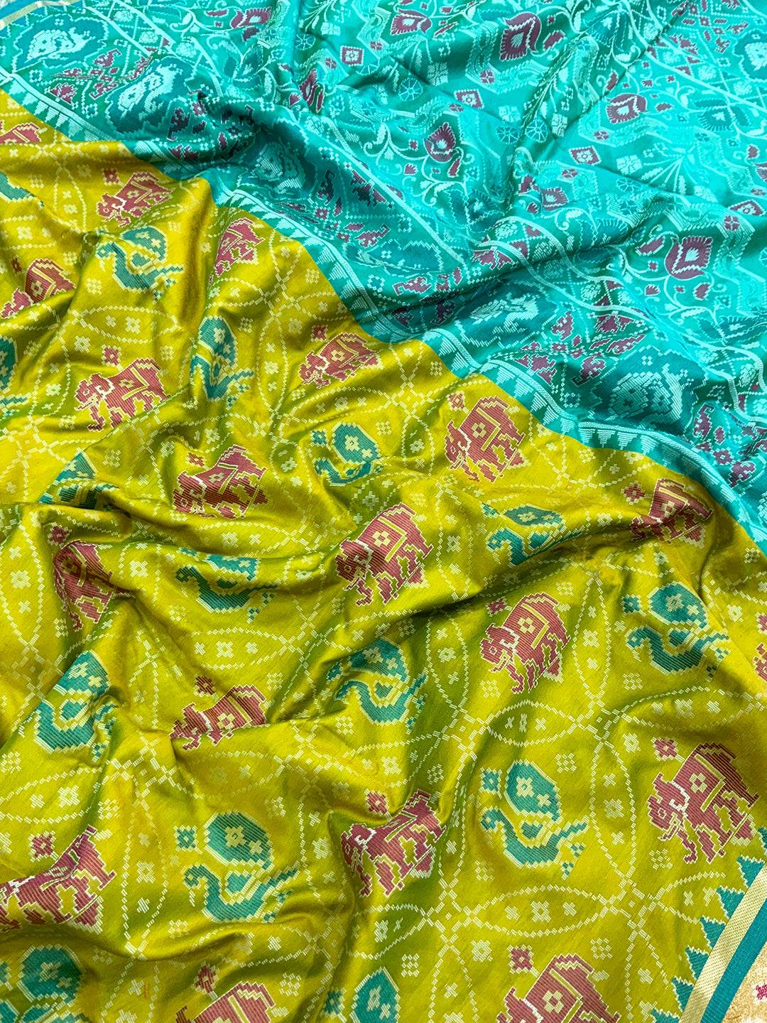 Elegant Green Pochampally Patola Silk Saree

