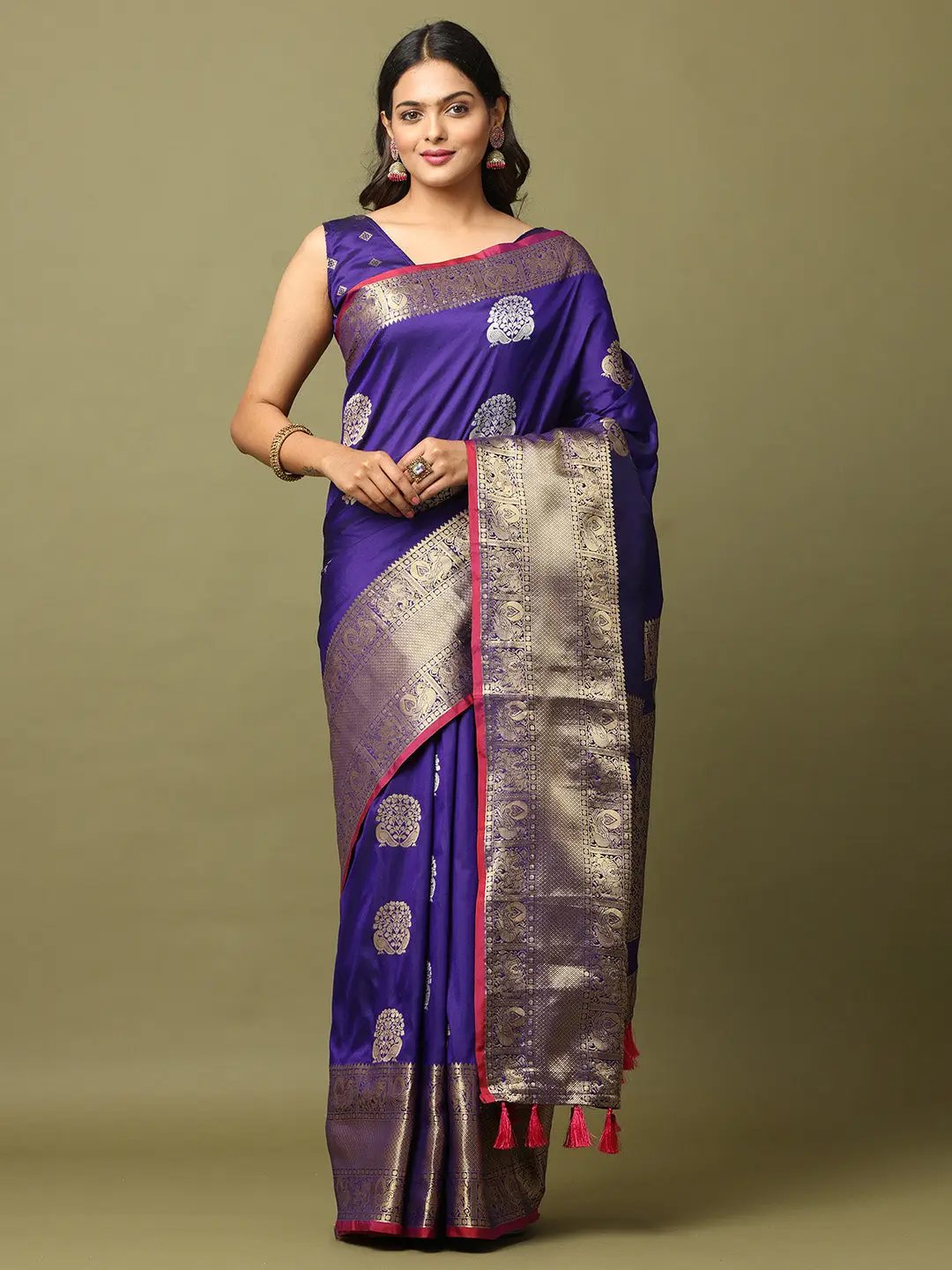  Pure Banarasi Katan Silk Kanchi Zari Weaving Saree
