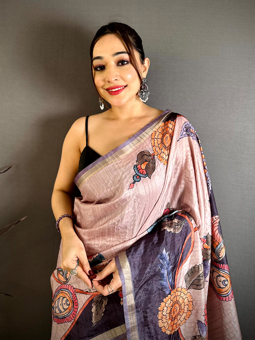 Elegance Soft Tussar Kalamkari Saree
