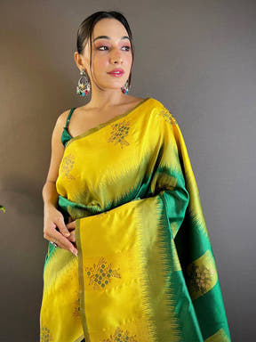 Dark Green Sami Banarasi Tussar Silk Saree

