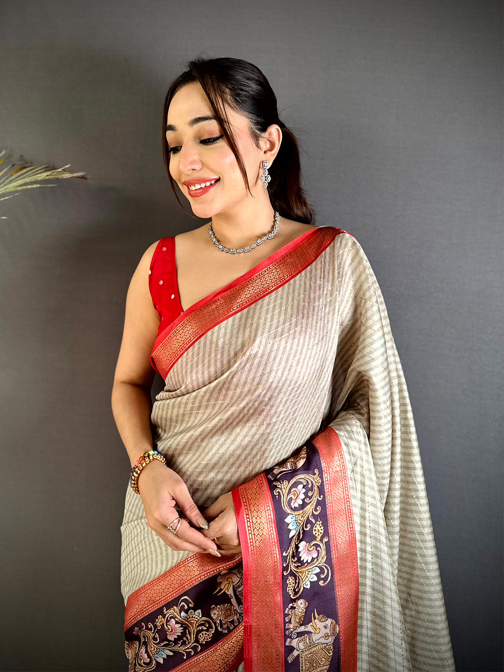 Artistic Gadwal Weave Self Zari Saree