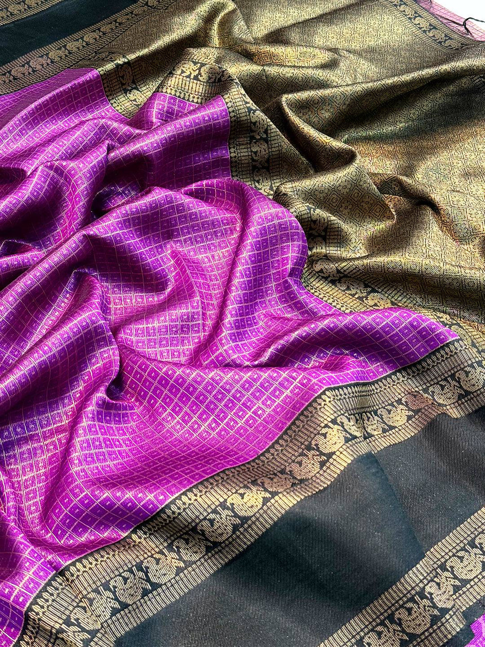 Magenta Banarasi Katan Silk Saree