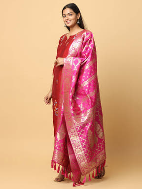 Opulent silk blend dupatta draped elegantly