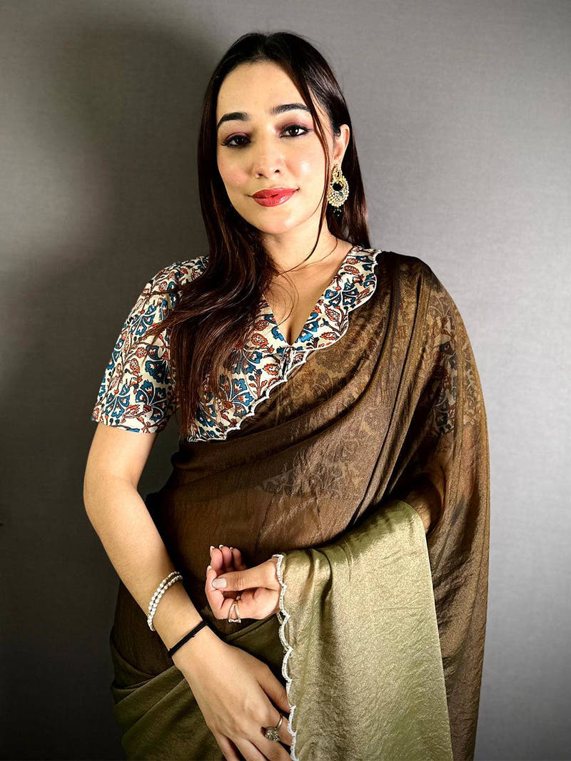 Radiant Printed Silk Cutwork Border Saree