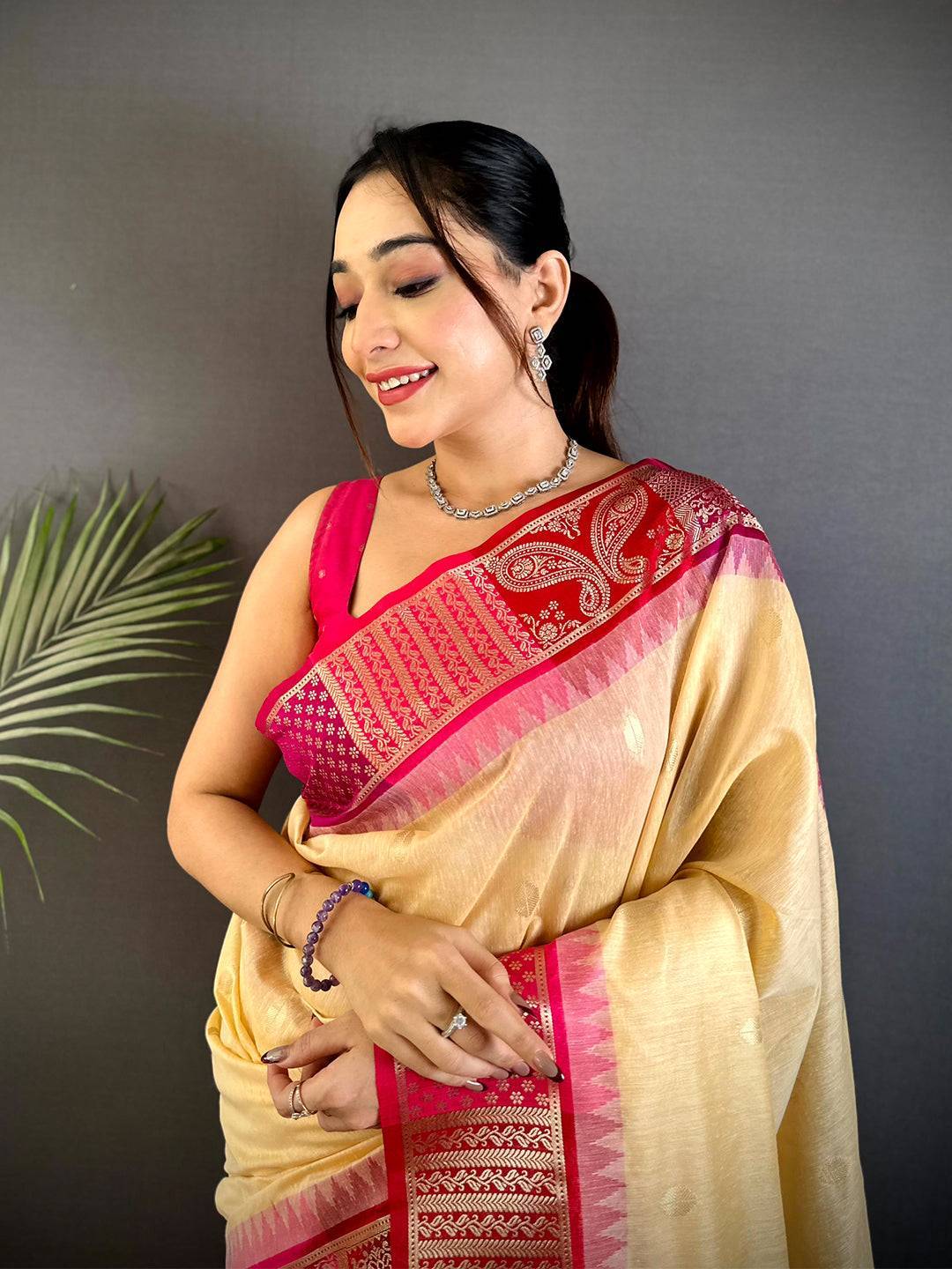 Cream Soft Mull Kanchi Pattu Saree

