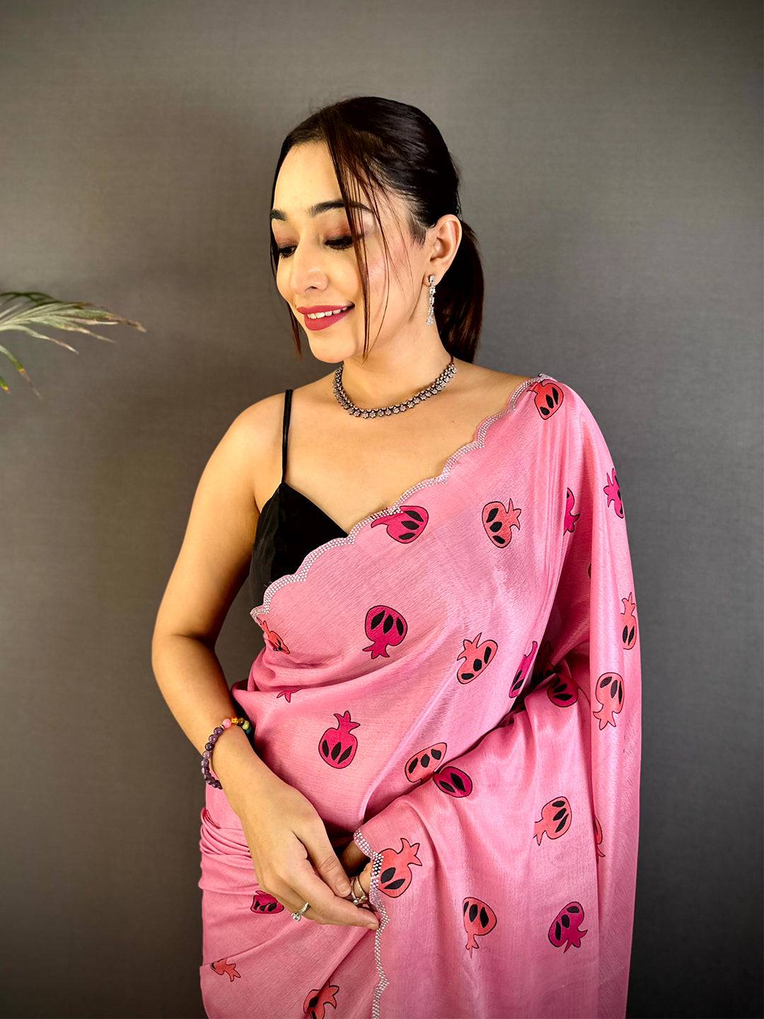 Majestic Stone Work Chinnon Floral Saree