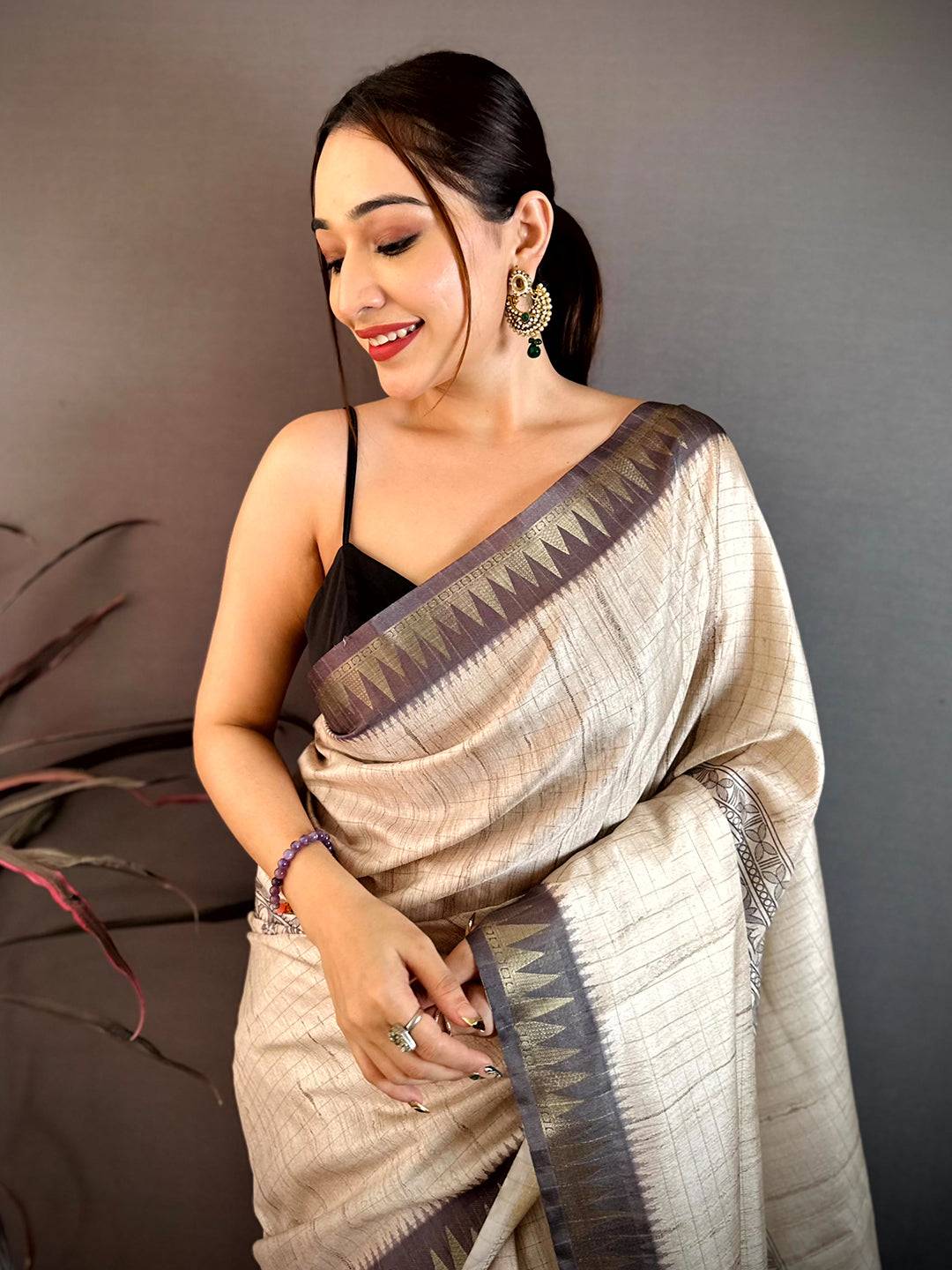 Classic Soft Tussar Madhubani Print Saree