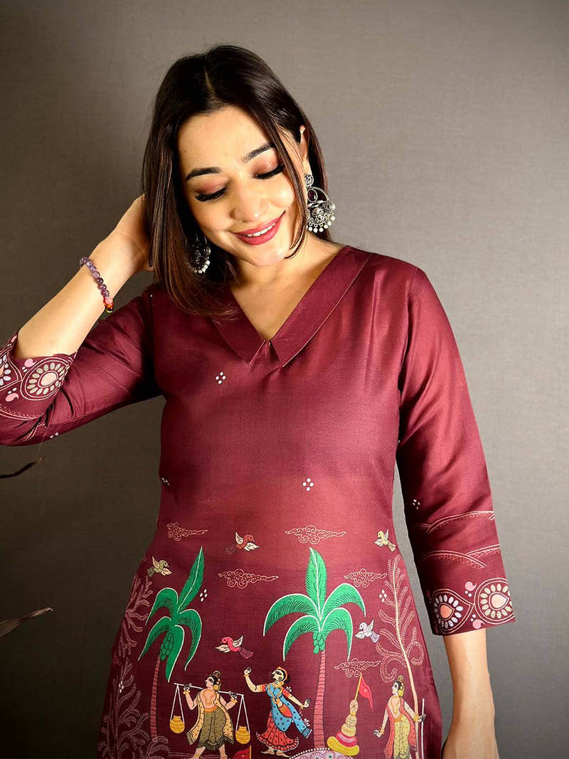 Pattachitra Print Mul Cotton Kurti