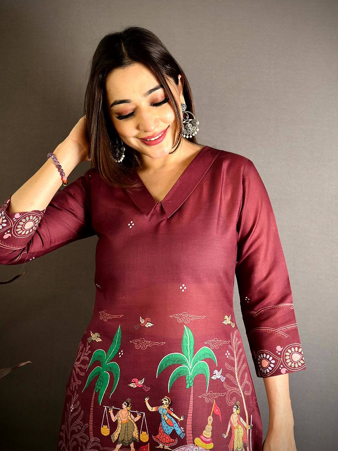 Pattachitra Print Mul Cotton Kurti