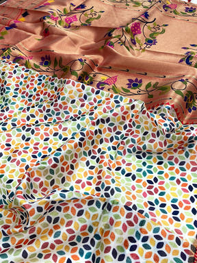 White Paithani Pallu Digital Print Saree