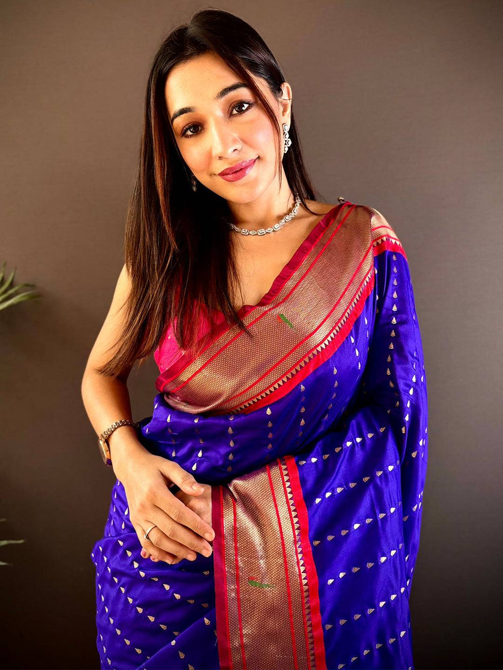 Purple Yeola Paithani Saree with Zari Weaving - Luxe