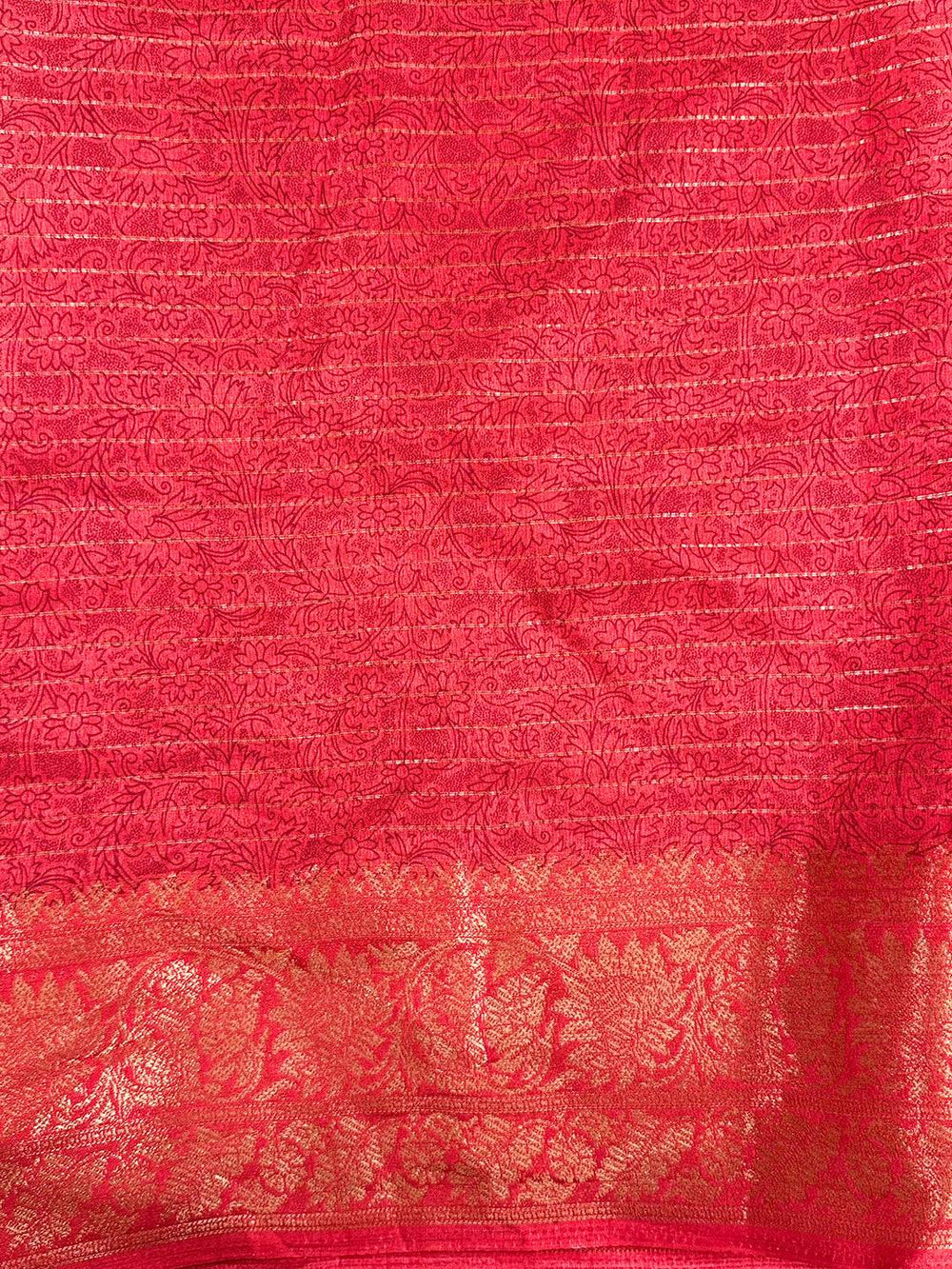 Red Soft Dola Silk Zari Katha Saree