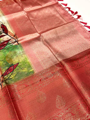 Stylish Floral Fantasy Banarasi Silk Saree