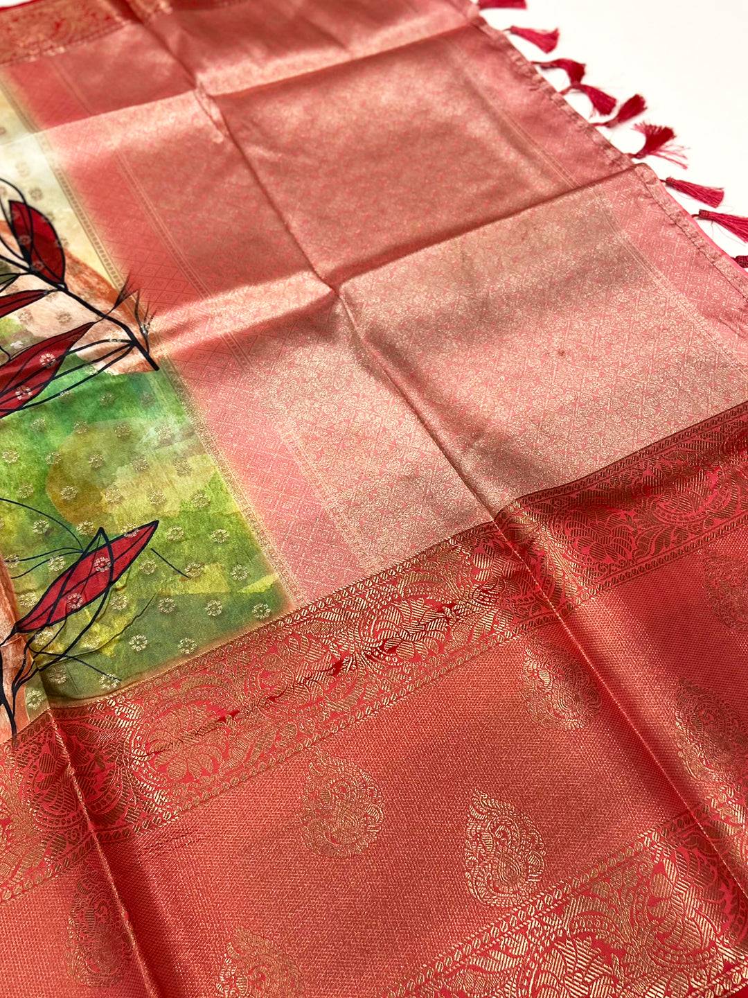 Stylish Floral Fantasy Banarasi Silk Saree