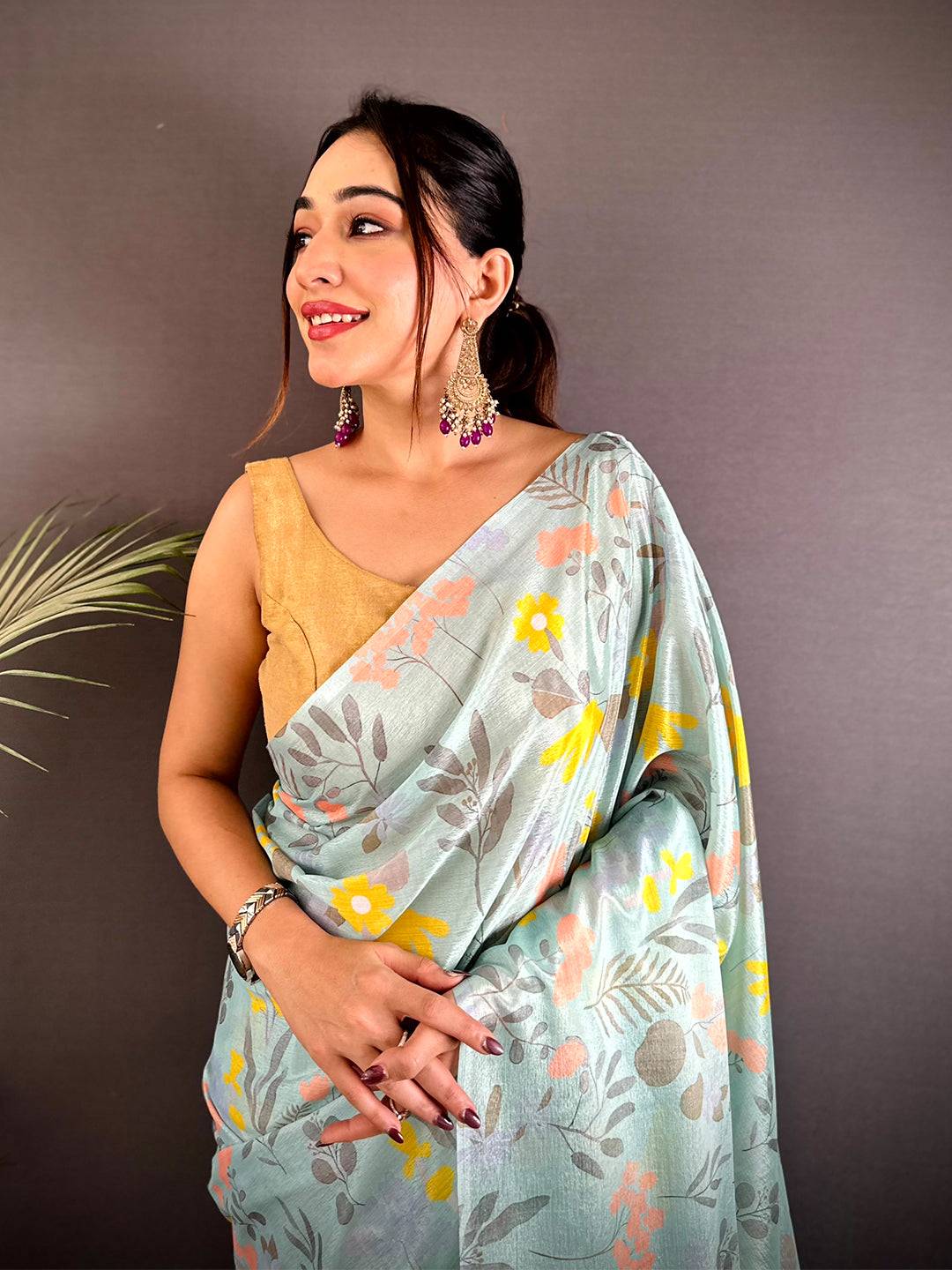 Opulent Soft Chinnon Chiffon Floral Saree
