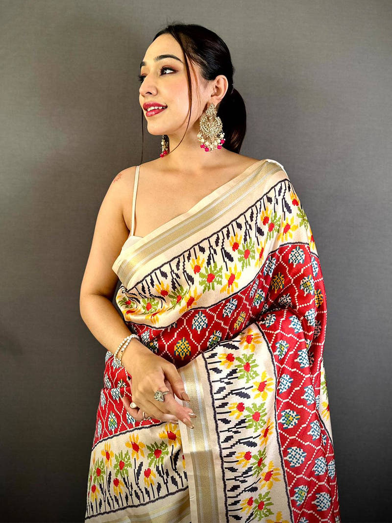 Opulent Digital Ikkat Kanchi Silk Saree