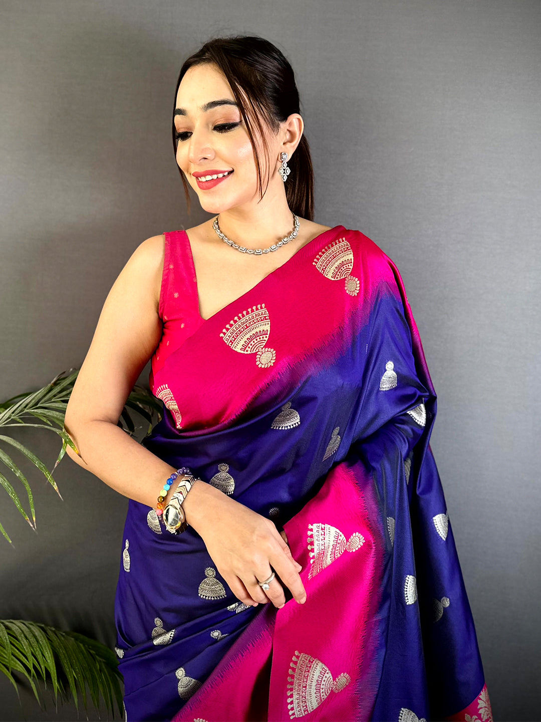 Purple Bali Dual Tone Soft Silk Saree