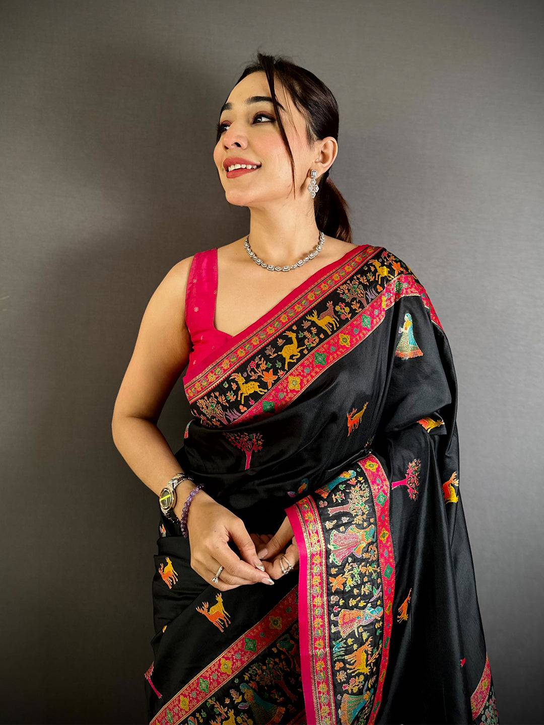 Radiant Kashmiri Pashmina Minakari Saree