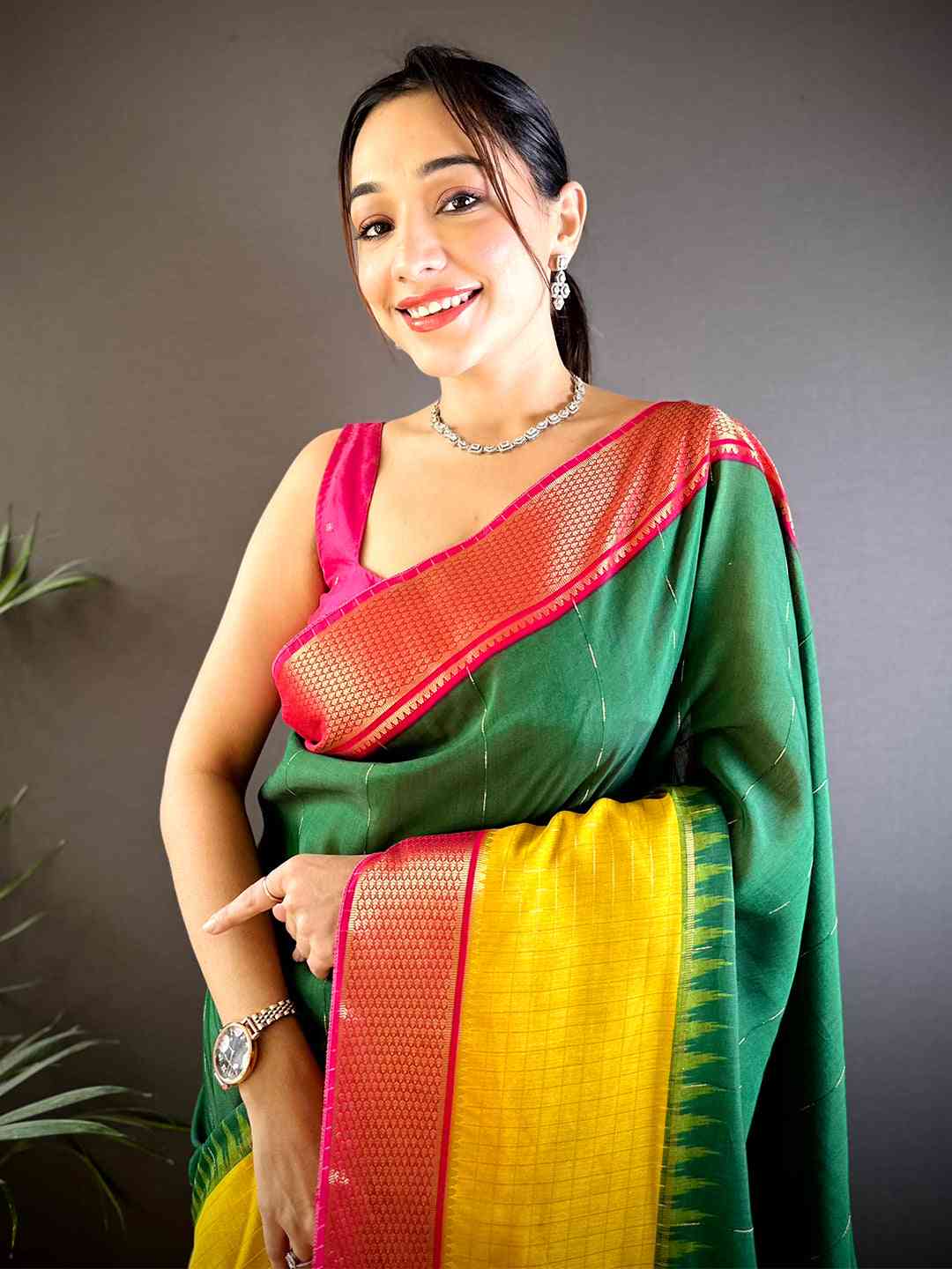 Green Zari Pallu Cotton Viscose Saree